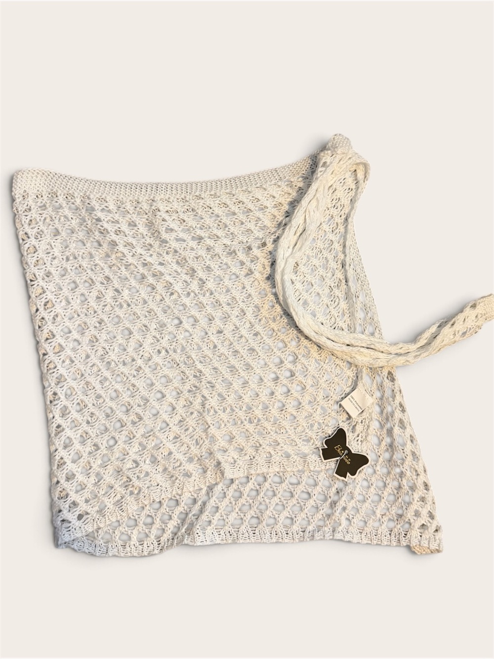 Handwoven Cream Crochet Swimsuit Cover Up